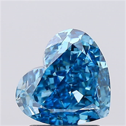 Picture of Lab Created Diamond 1.57 Carats, Heart with  Cut, Fancy Vivid Blue Color, VS1 Clarity and Certified by IGI