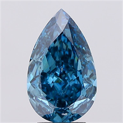 Picture of Lab Created Diamond 3.08 Carats, Pear with  Cut, Fancy Vivid Blue Color, VS2 Clarity and Certified by IGI