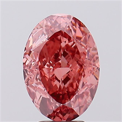 Picture of Lab Created Diamond 5.69 Carats, Oval with  Cut, Fancy Vivid Pink Color, VVS2 Clarity and Certified by IGI