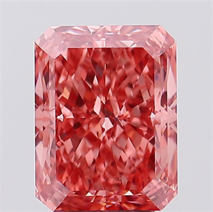 Picture of Lab Created Diamond 5.54 Carats, Radiant with  Cut, Fancy Vivid Pink Color, VS1 Clarity and Certified by IGI