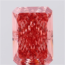 Picture of Lab Created Diamond 6.62 Carats, Radiant with  Cut, Fancy Vivid Pink Color, VS2 Clarity and Certified by IGI