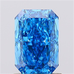 Picture of Lab Created Diamond 1.24 Carats, Radiant with  Cut, Fancy Vivid Blue Color, VS1 Clarity and Certified by IGI