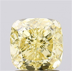 Picture of Lab Created Diamond 1.55 Carats, SQUARE CUSHION with  Cut, Fancy Intense Yellow Color, VS1 Clarity and Certified by IGI