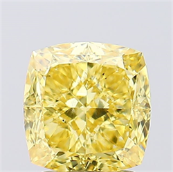 Picture of Lab Created Diamond 2.54 Carats, SQUARE CUSHION with  Cut, Fancy Vivid Yellow Color, VS1 Clarity and Certified by IGI