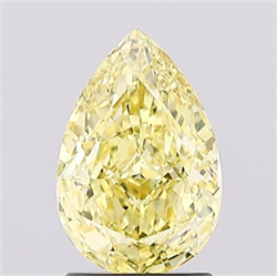 Picture of Lab Created Diamond 1.57 Carats, Pear with  Cut, Fancy Vivid Yellow Color, VS1 Clarity and Certified by IGI