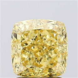 Picture of Lab Created Diamond 2.05 Carats, SQUARE CUSHION with  Cut, Fancy Vivid Yellow Color, VS1 Clarity and Certified by IGI