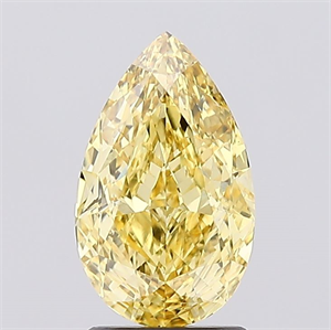 Picture of Lab Created Diamond 2.01 Carats, Pear with  Cut, Fancy Vivid Yellow Color, VS1 Clarity and Certified by IGI