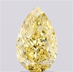 Picture of Lab Created Diamond 2.05 Carats, Pear with  Cut, Fancy Vivid Yellow Color, VS1 Clarity and Certified by IGI