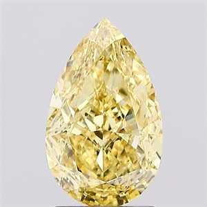 Picture of Lab Created Diamond 2.05 Carats, Pear with  Cut, Fancy Vivid Yellow Color, VS1 Clarity and Certified by IGI