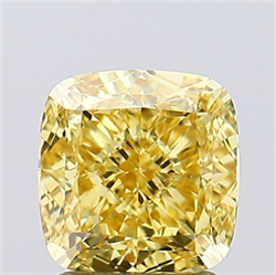Picture of Lab Created Diamond 2.06 Carats, SQUARE CUSHION with  Cut, Fancy Vivid Yellow Color, VS1 Clarity and Certified by IGI