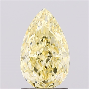 Picture of Lab Created Diamond 1.40 Carats, Pear with  Cut, Fancy Intense Yellow Color, VS1 Clarity and Certified by IGI