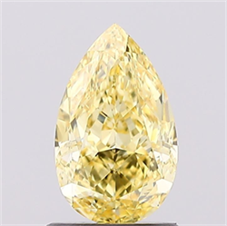 Picture of Lab Created Diamond 1.07 Carats, Pear with  Cut, Fancy Vivid Yellow Color, VS1 Clarity and Certified by IGI