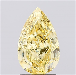 Picture of Lab Created Diamond 2.02 Carats, Pear with  Cut, Fancy Intense Yellow Color, VS1 Clarity and Certified by IGI
