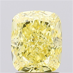 Picture of Lab Created Diamond 2.00 Carats, Cushion with  Cut, Fancy Vivid Yellow Color, VS1 Clarity and Certified by IGI