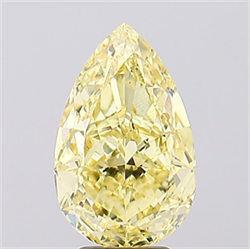 Picture of Lab Created Diamond 5.01 Carats, Pear with  Cut, Fancy Intense Yellow Color, VVS2 Clarity and Certified by IGI