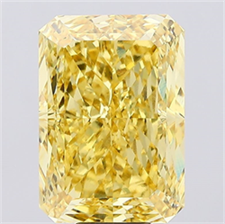 Picture of Lab Created Diamond 11.56 Carats, Radiant with  Cut, Fancy Vivid Yellow Color, VS2 Clarity and Certified by IGI