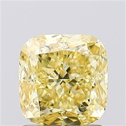 Picture of Lab Created Diamond 1.52 Carats, SQUARE CUSHION with  Cut, Fancy Vivid Yellow Color, VS1 Clarity and Certified by IGI