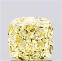 Picture of Lab Created Diamond 1.17 Carats, SQUARE CUSHION with  Cut, Fancy Vivid Yellow Color, VVS2 Clarity and Certified by IGI