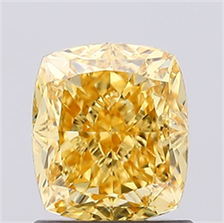 Picture of Lab Created Diamond 1.17 Carats, Cushion with  Cut, Fancy Vivid Yellow Color, VS1 Clarity and Certified by IGI