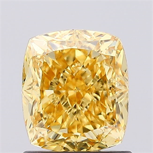 Picture of Lab Created Diamond 1.17 Carats, Cushion with  Cut, Fancy Vivid Yellow Color, VS1 Clarity and Certified by IGI