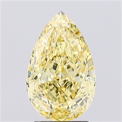Picture of Lab Created Diamond 2.54 Carats, Pear with  Cut, Fancy Intense Yellow Color, VS2 Clarity and Certified by IGI