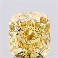 Picture of Lab Created Diamond 2.50 Carats, Cushion with  Cut, Fancy Vivid Yellow Color, VS2 Clarity and Certified by IGI