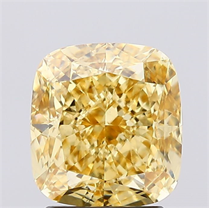 Picture of Lab Created Diamond 2.50 Carats, Cushion with  Cut, Fancy Vivid Yellow Color, VS2 Clarity and Certified by IGI