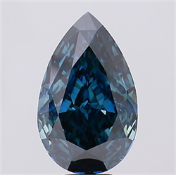 Picture of Lab Created Diamond 10.16 Carats, Pear with  Cut, Fancy Vivid Blue Color, VVS2 Clarity and Certified by IGI