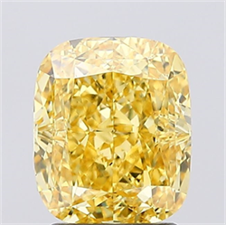 Picture of Lab Created Diamond 2.51 Carats, Cushion with  Cut, Fancy Vivid Yellow Color, VS2 Clarity and Certified by IGI