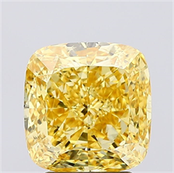 Picture of Lab Created Diamond 3.01 Carats, SQUARE CUSHION with  Cut, Fancy Vivid Yellow Color, VS2 Clarity and Certified by IGI
