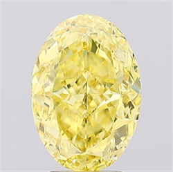 Picture of Lab Created Diamond 4.03 Carats, Oval with  Cut, Fancy Vivid Yellow Color, VS1 Clarity and Certified by IGI