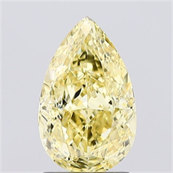 Picture of Lab Created Diamond 1.57 Carats, Pear with  Cut, Fancy Intense Yellow Color, VS1 Clarity and Certified by IGI