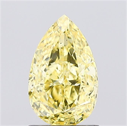 Picture of Lab Created Diamond 1.01 Carats, Pear with  Cut, Fancy Vivid Yellow Color, VS2 Clarity and Certified by IGI