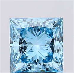 Picture of Lab Created Diamond 3.18 Carats, Princess with  Cut, Fancy Vivid Blue Color, VS1 Clarity and Certified by IGI