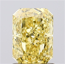 Picture of Lab Created Diamond 1.20 Carats, Radiant with  Cut, Fancy Vivid Yellow Color, VS1 Clarity and Certified by IGI