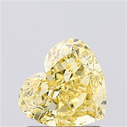 Picture of Lab Created Diamond 1.01 Carats, Heart with  Cut, Fancy Intense Yellow Color, VS1 Clarity and Certified by IGI