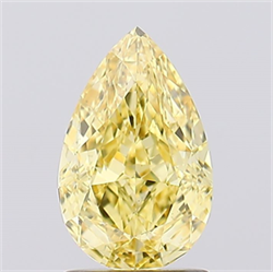Picture of Lab Created Diamond 1.63 Carats, Pear with  Cut, Fancy Vivid Yellow Color, VVS2 Clarity and Certified by IGI