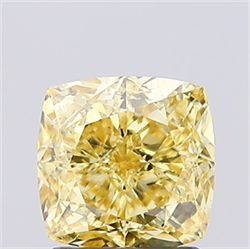 Picture of Lab Created Diamond 1.65 Carats, SQUARE CUSHION with  Cut, Fancy Vivid Yellow Color, VS2 Clarity and Certified by IGI