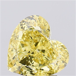 Picture of Lab Created Diamond 2.68 Carats, Heart with  Cut, Fancy Vivid Yellow Color, VS2 Clarity and Certified by IGI