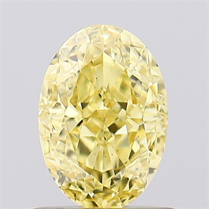 Picture of Lab Created Diamond 1.01 Carats, Oval with  Cut, Fancy Vivid Yellow Color, VS1 Clarity and Certified by IGI