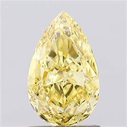 Picture of Lab Created Diamond 1.15 Carats, Pear with  Cut, Fancy Vivid Yellow Color, VVS2 Clarity and Certified by IGI