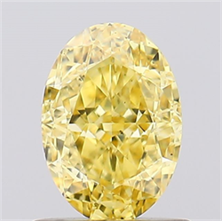 Picture of Lab Created Diamond 1.02 Carats, Oval with  Cut, Fancy Vivid Yellow Color, VS1 Clarity and Certified by IGI