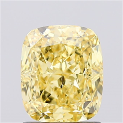 Picture of Lab Created Diamond 1.44 Carats, Cushion with  Cut, Fancy Vivid Yellow Color, VS1 Clarity and Certified by IGI