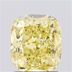 Picture of Lab Created Diamond 1.54 Carats, Cushion with  Cut, Fancy Intense Yellow Color, VS2 Clarity and Certified by IGI
