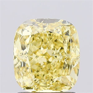 Picture of Lab Created Diamond 1.54 Carats, Cushion with  Cut, Fancy Intense Yellow Color, VS2 Clarity and Certified by IGI
