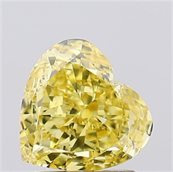 Picture of Lab Created Diamond 1.63 Carats, Heart with  Cut, Fancy Vivid Yellow Color, VVS2 Clarity and Certified by IGI