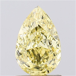 Picture of Lab Created Diamond 1.05 Carats, Pear with  Cut, Fancy Intense Yellow Color, VS1 Clarity and Certified by IGI