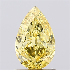 Picture of Lab Created Diamond 1.09 Carats, Pear with  Cut, Fancy Vivid Yellow Color, VS1 Clarity and Certified by IGI