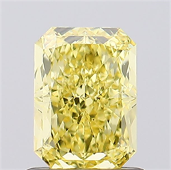 Picture of Lab Created Diamond 1.01 Carats, Radiant with  Cut, Fancy Vivid Yellow Color, VVS2 Clarity and Certified by IGI