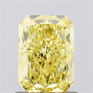 Picture of Lab Created Diamond 1.01 Carats, Radiant with  Cut, Fancy Vivid Yellow Color, VVS2 Clarity and Certified by IGI